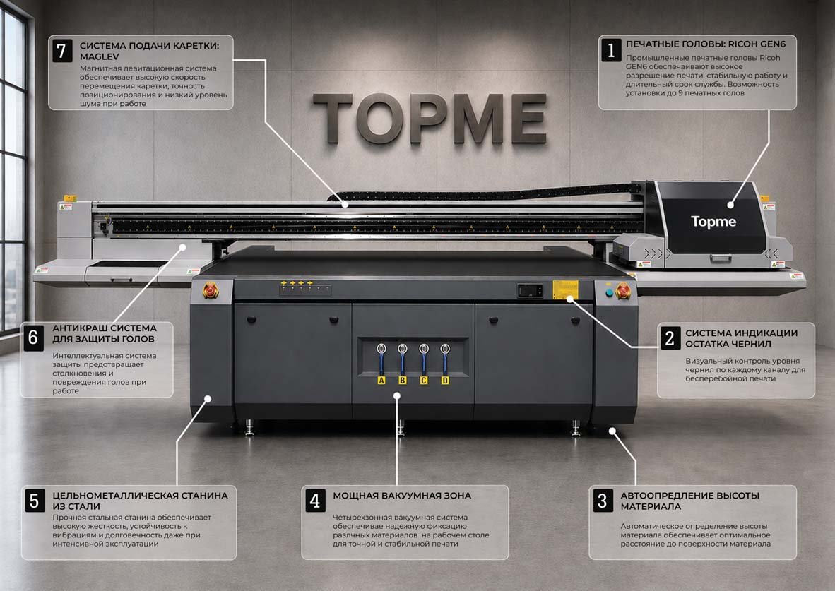 Планшетный УФ-принтер TOPME