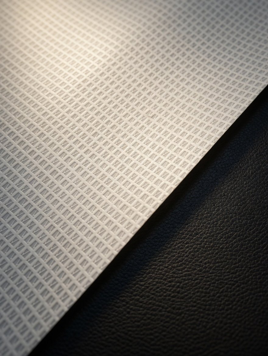 Фактура баннера TUPRINT Reflective крупным планом: рельефная ячеистая поверхность на тёмном фоне